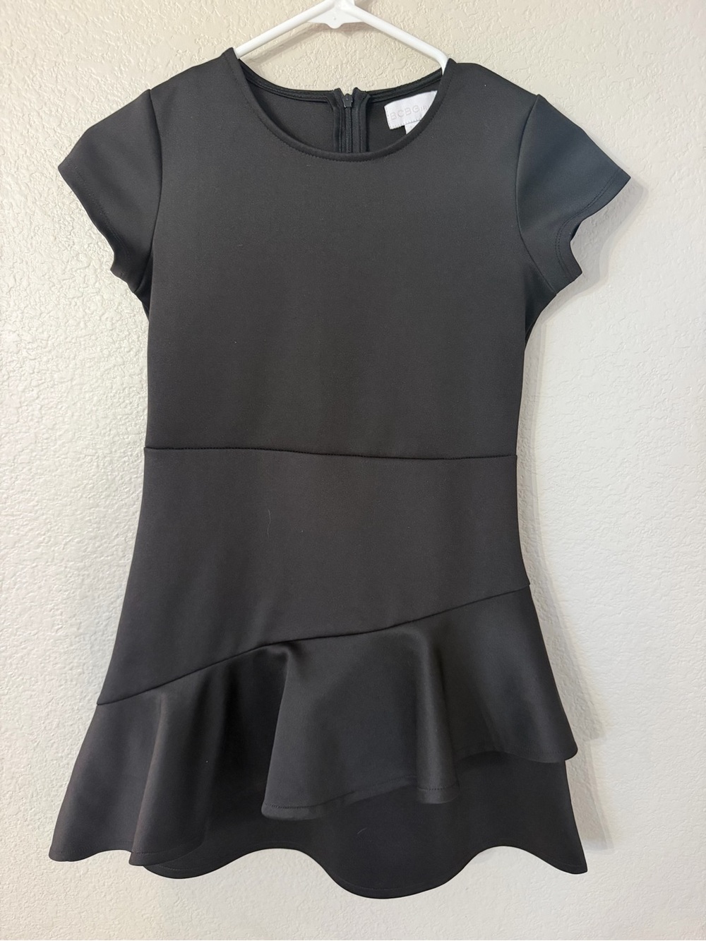 BCBG girls' Black Peplum Knit Dress 10
